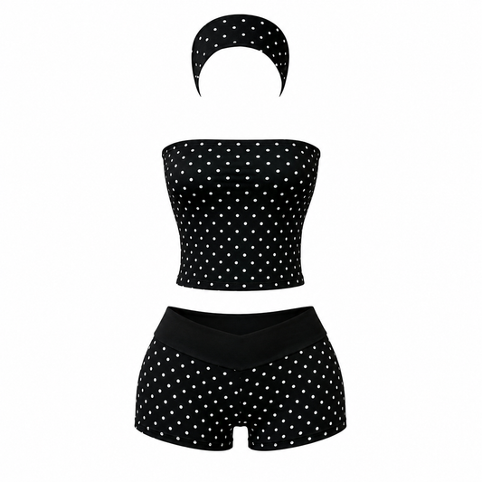“Noir” Polka Dot Set